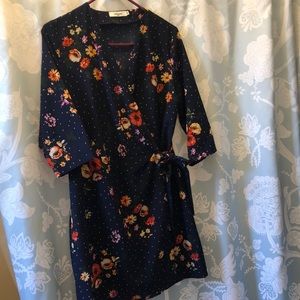 NWOT Daphnea Paris floral polka dot wrap dress London boutique M vintage classic